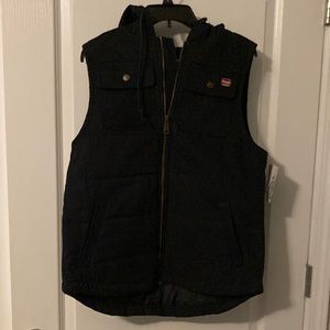 Mens Wrangler Hooded Work Vest Size M New!